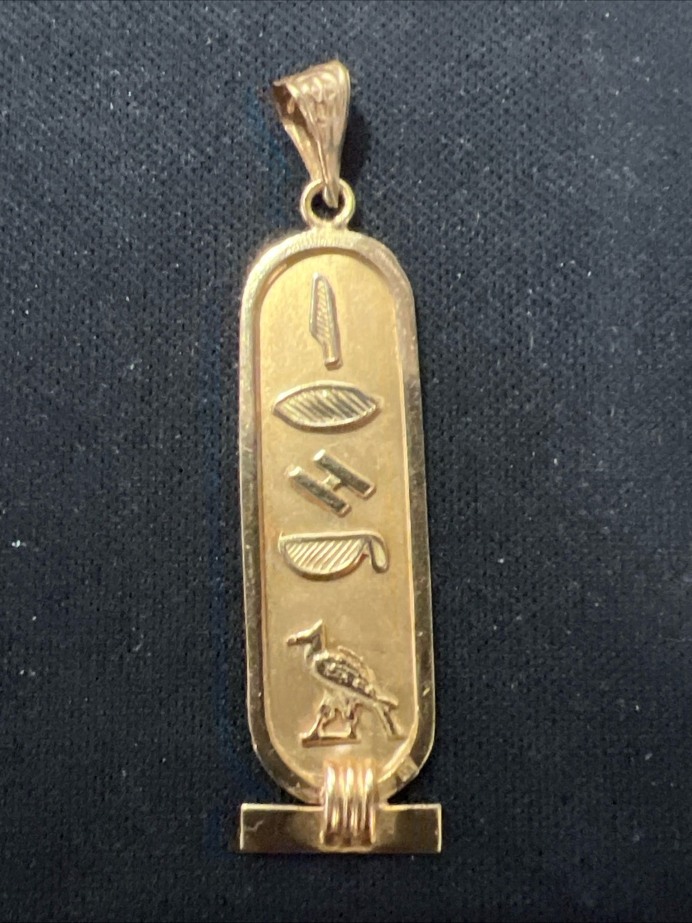 14K Yellow Gold Vintage Egyptian Hieroglyphic Cartouche Pendant/Charm
